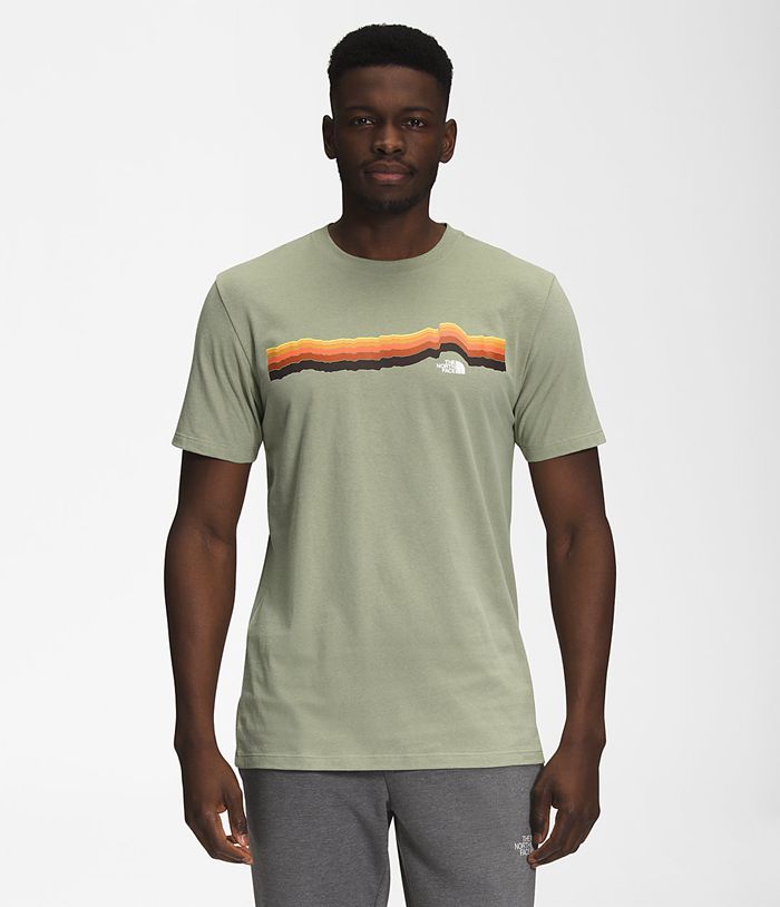 The North Face T Shirts Męska Zielone Krótki Rękaw Tequila Sunrise - ONPL18397